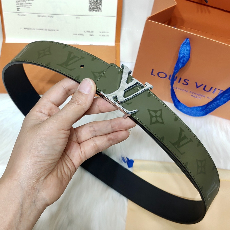 l**is V*t*n grey lv lock leather belt green