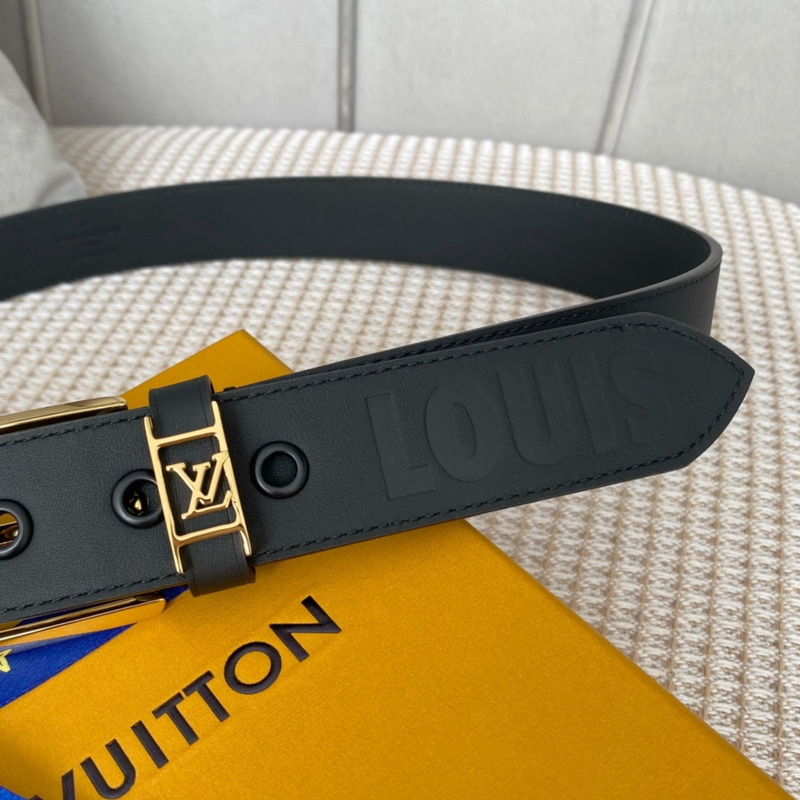 l**is V*t*n vendome gold-tone lock 35mm belt with l**is black