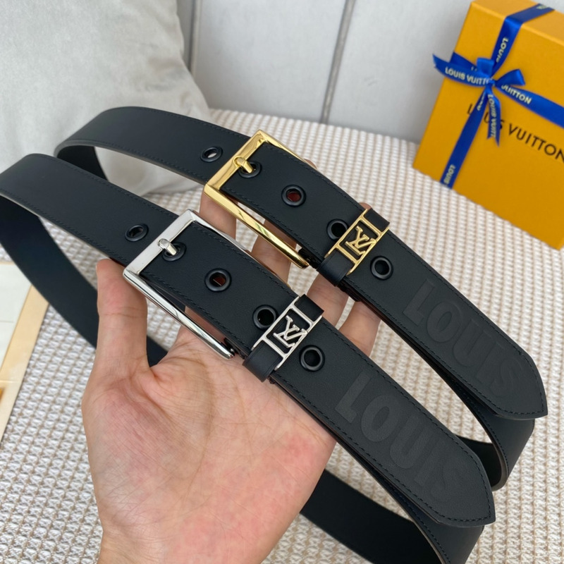 l**is V*t*n vendome gold-tone lock 35mm belt with l**is black