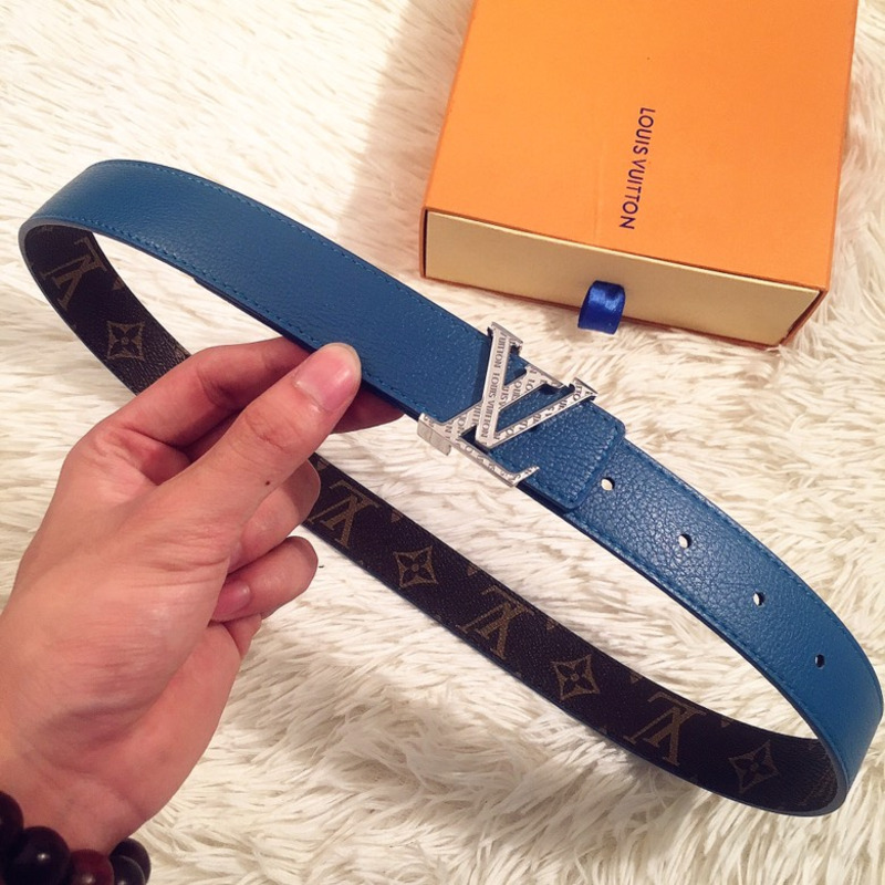 LV INITIALS 40MM REVERSIBLE BELT BLUE