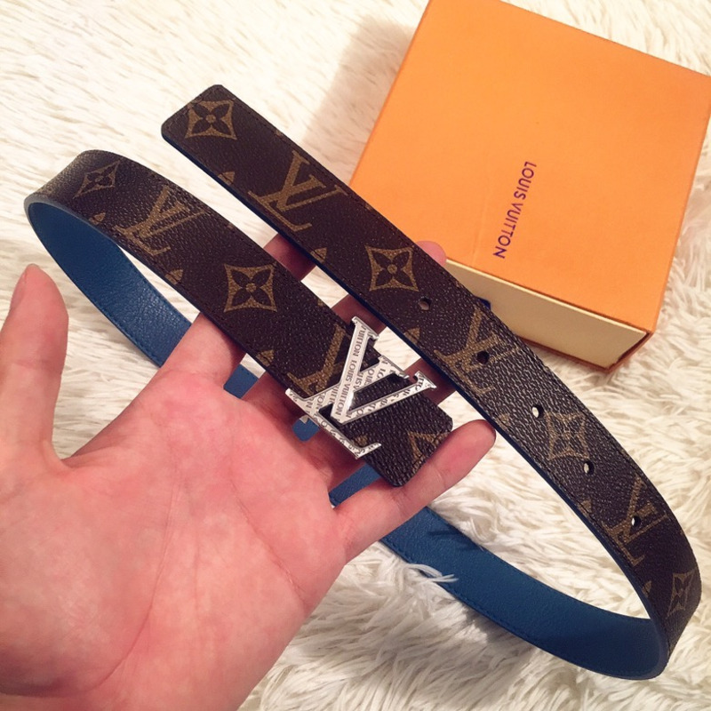 LV INITIALS 40MM REVERSIBLE BELT BLUE