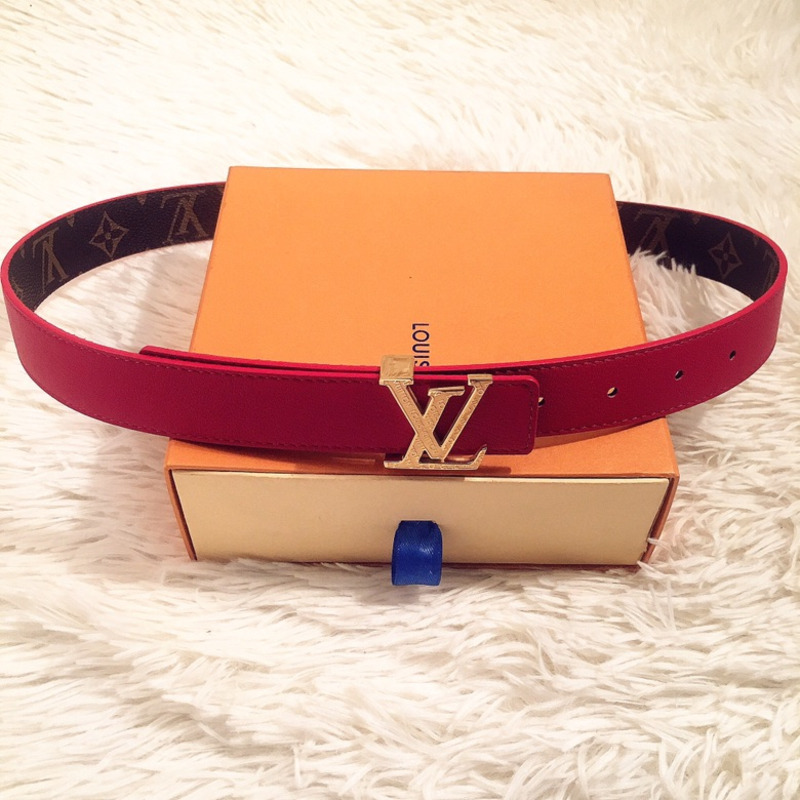 LV INITIALS 40MM REVERSIBLE BELT RED