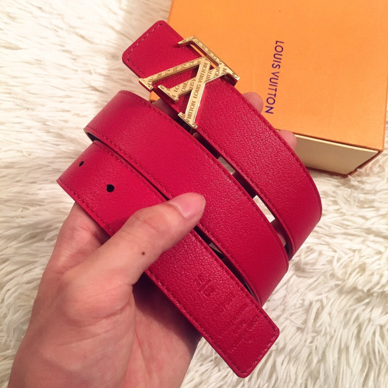 LV INITIALS 40MM REVERSIBLE BELT RED