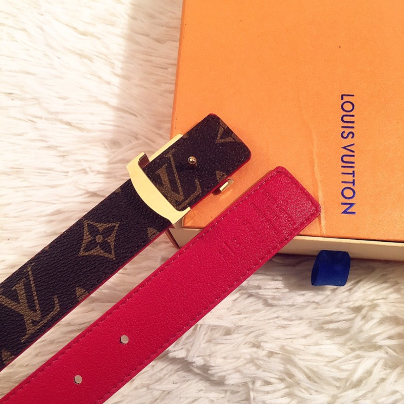 LV INITIALS 40MM REVERSIBLE BELT RED