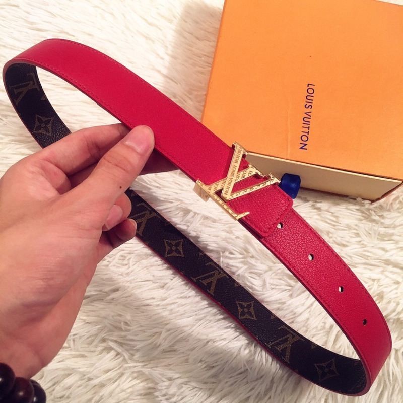 LV INITIALS 40MM REVERSIBLE BELT RED