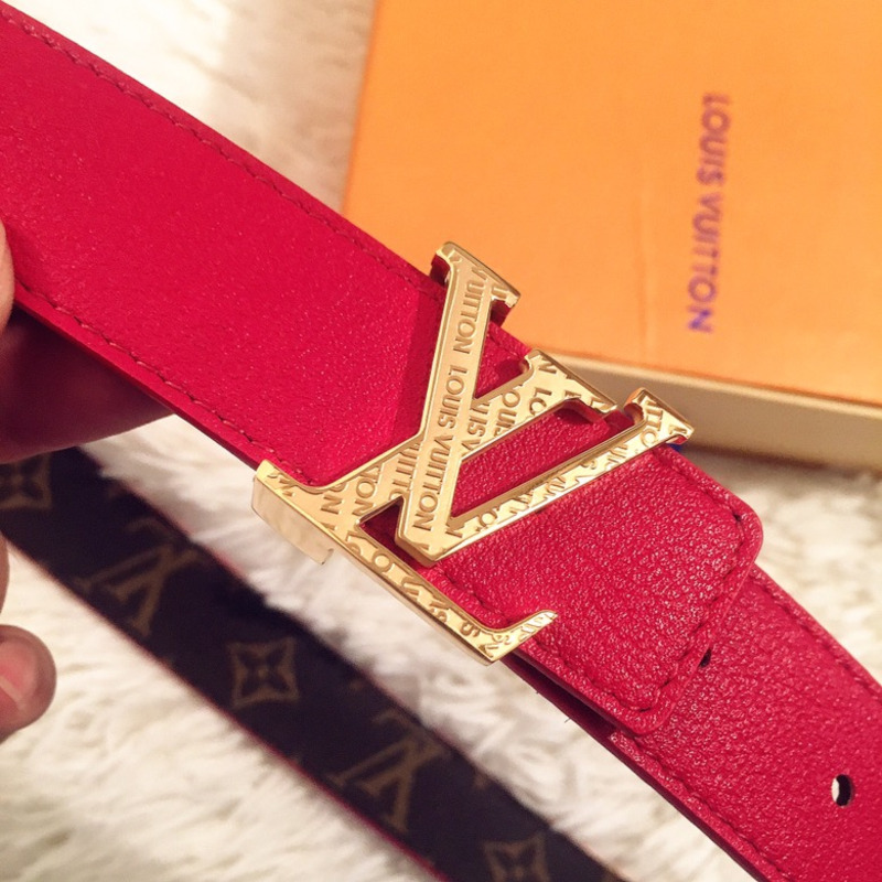 LV INITIALS 40MM REVERSIBLE BELT RED