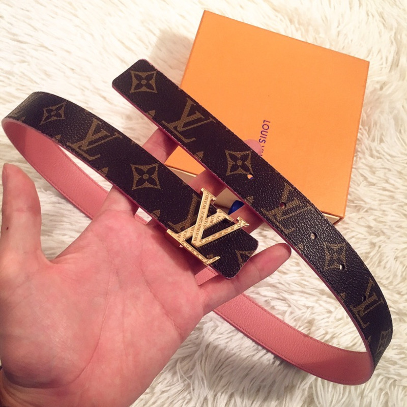 LV INITIALS 40MM REVERSIBLE BELT LIGHT RED