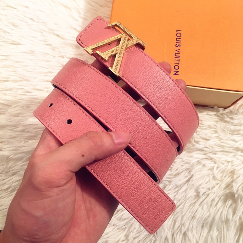 LV INITIALS 40MM REVERSIBLE BELT LIGHT RED