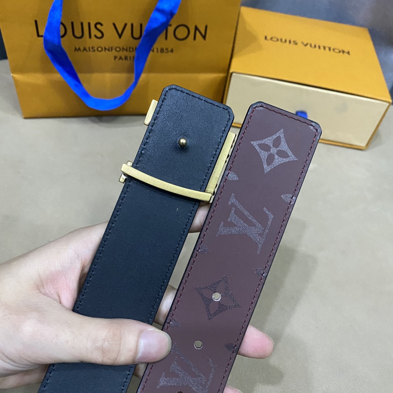 LV PYRAMIDE BLACK FLOWER 40MM REVERSIBLE  BROWN BELT