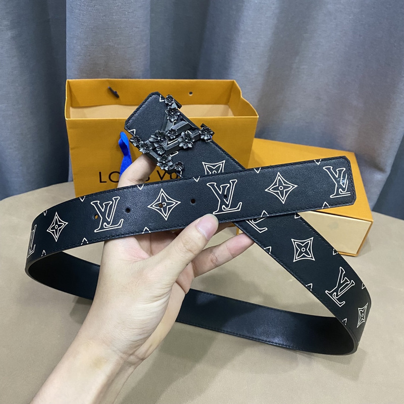 LV PYRAMIDE BLACK FLOWER 40MM REVERSIBLE BELT