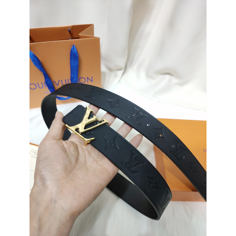 LV PYRAMIDE 40MM REVERSIBLE BLACK LEATHER GOLD LV