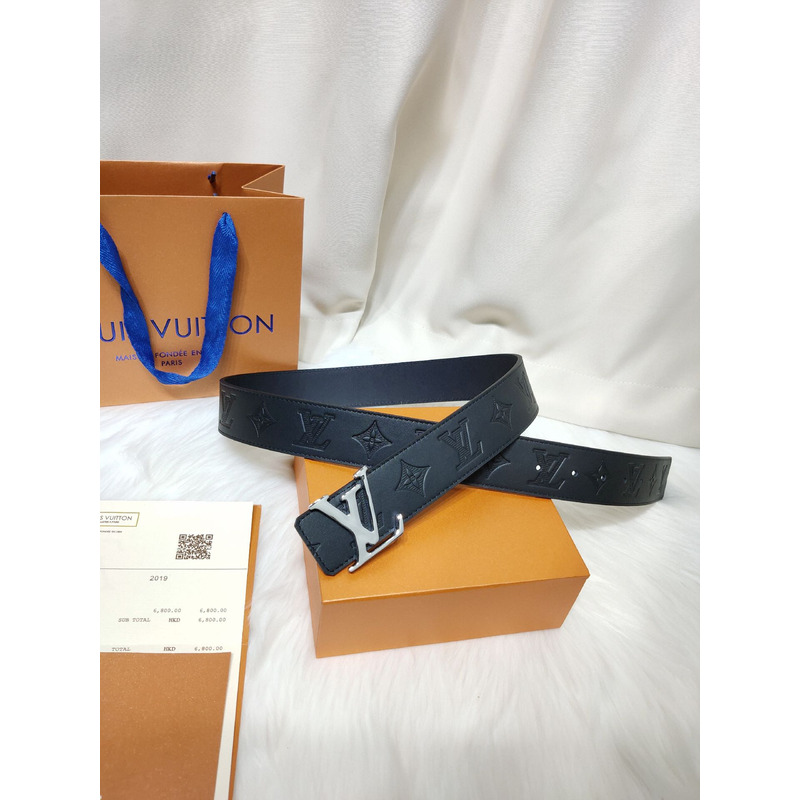 LV PYRAMIDE 40MM REVERSIBLE BLACK LEATHER GOLD LV