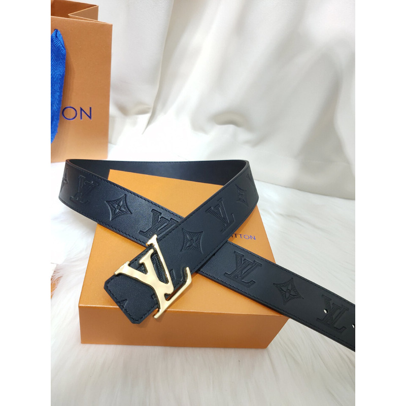 LV PYRAMIDE 40MM REVERSIBLE BLACK LEATHER GOLD LV