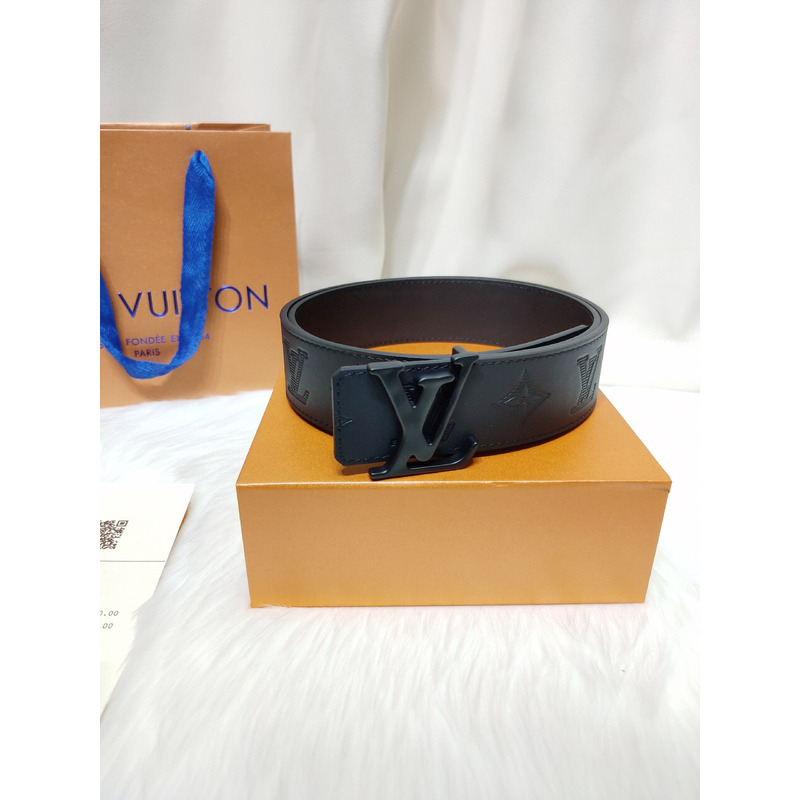 LV PYRAMIDE 40MM REVERSIBLE BLACK LEATHER BLACK LV