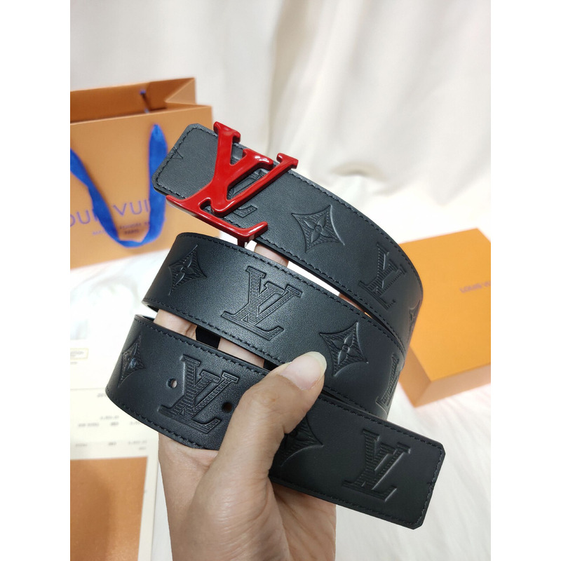 LV PYRAMIDE 40MM REVERSIBLE BLACK LEATHER BLACK LV