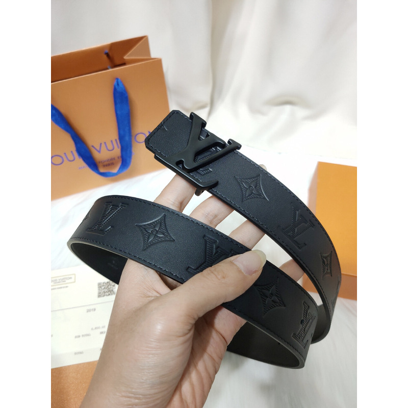 LV PYRAMIDE 40MM REVERSIBLE BLACK LEATHER BLACK LV