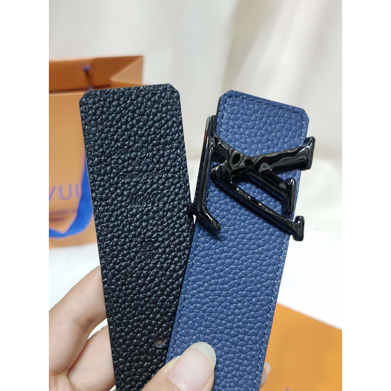 LV INITIALES 40MM BLUE LEATHER BLACK LV