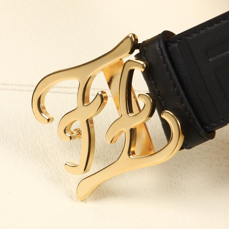 F**di gold-tone ff leather belt black