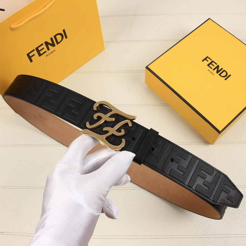 F**di gold-tone ff leather belt black