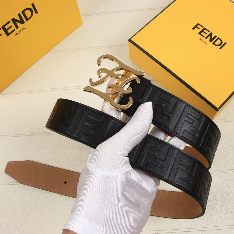 F**di gold-tone ff leather belt black