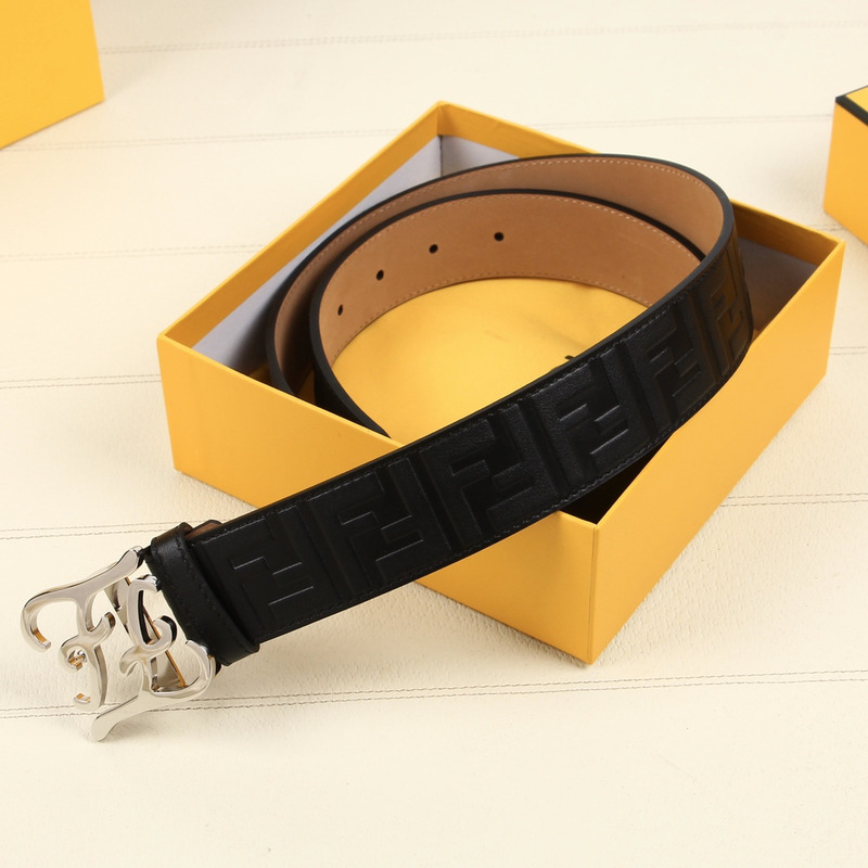 F**di silver-tone ff leather belt black