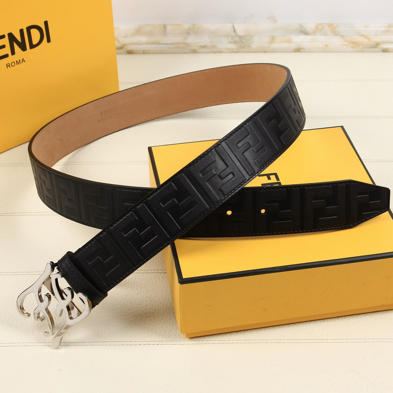 F**di silver-tone ff leather belt black