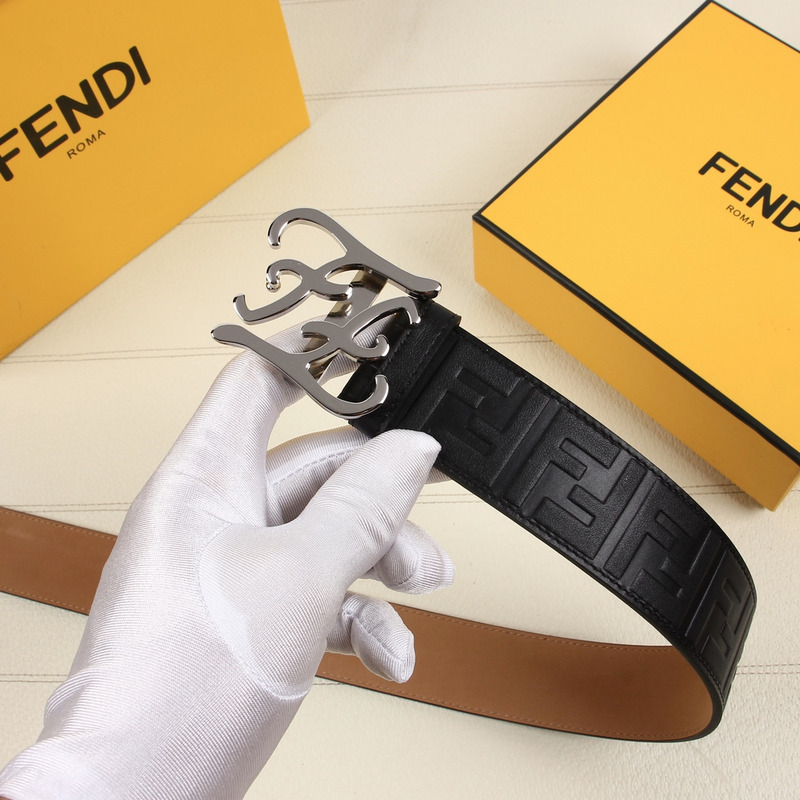 F**di silver-tone ff leather belt black