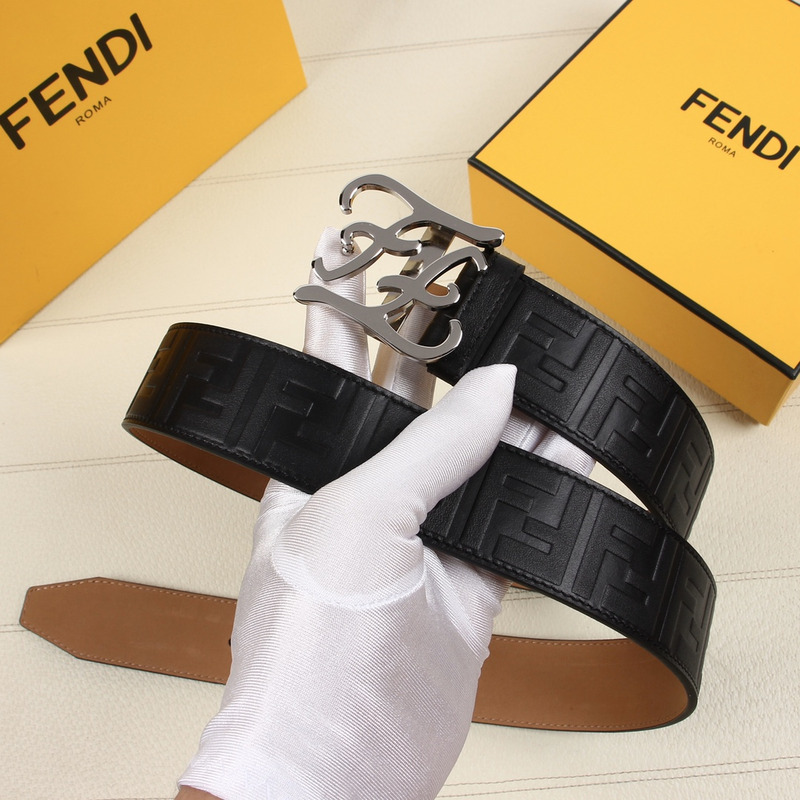 F**di silver-tone ff leather belt black