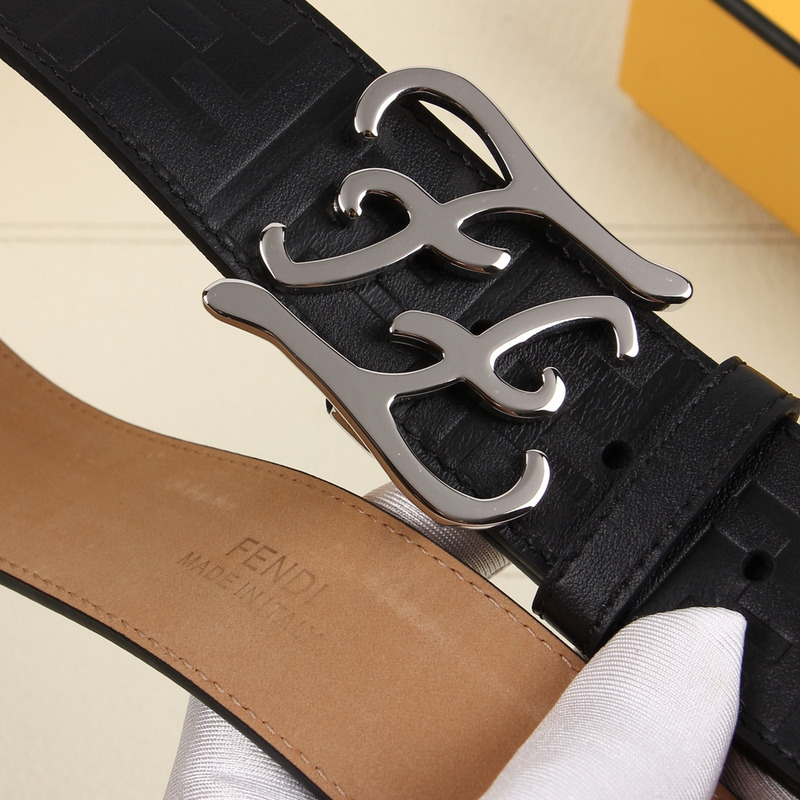 F**di silver-tone ff leather belt black