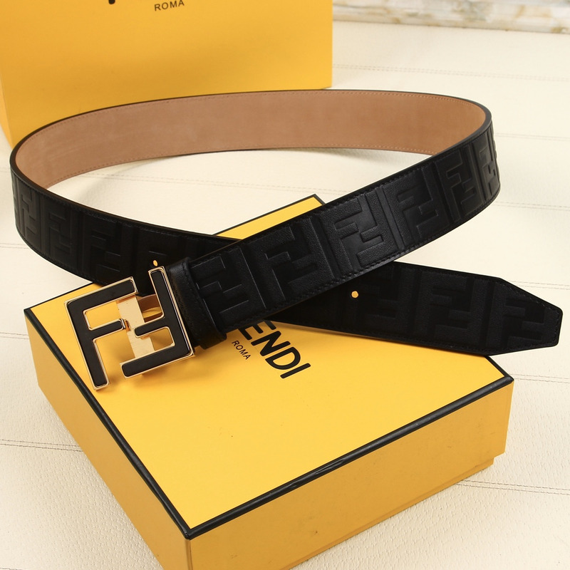 F**di black gold leather belt