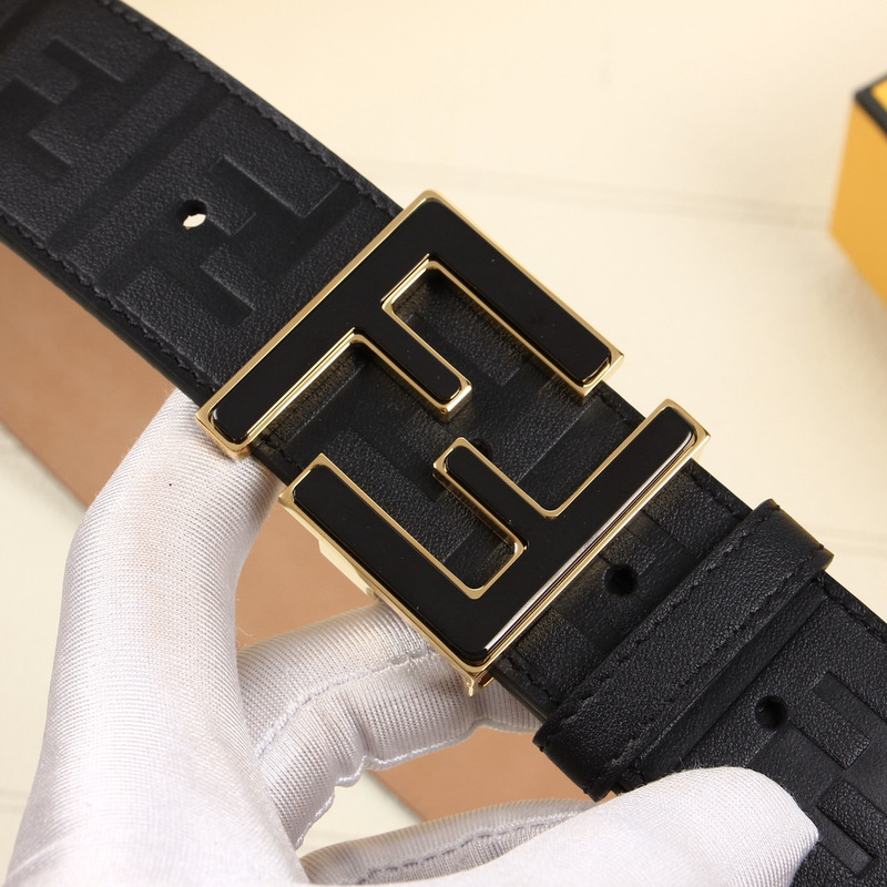 F**di black gold leather belt