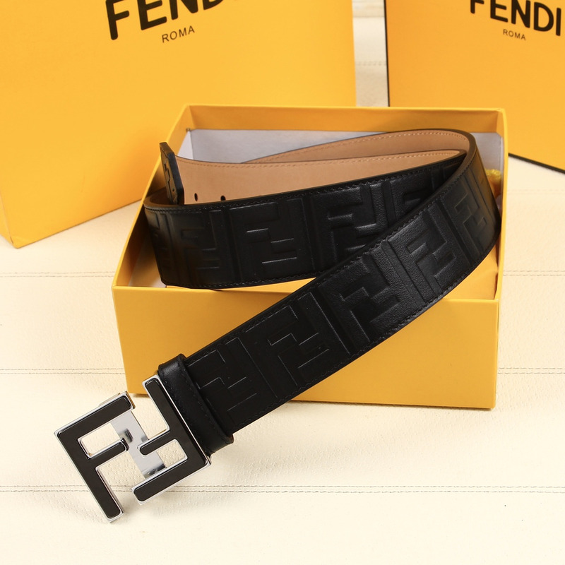 F**di black sliver leather belt