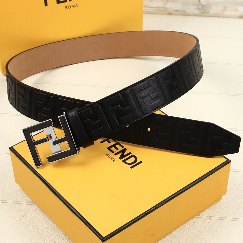 F**di black sliver leather belt