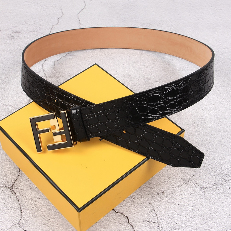 F**di gold black leather belt