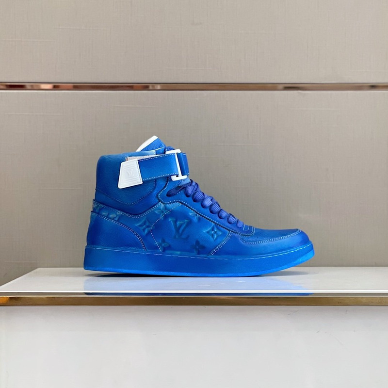 l**is V*t*n embossed monogram high-top sneaker blue