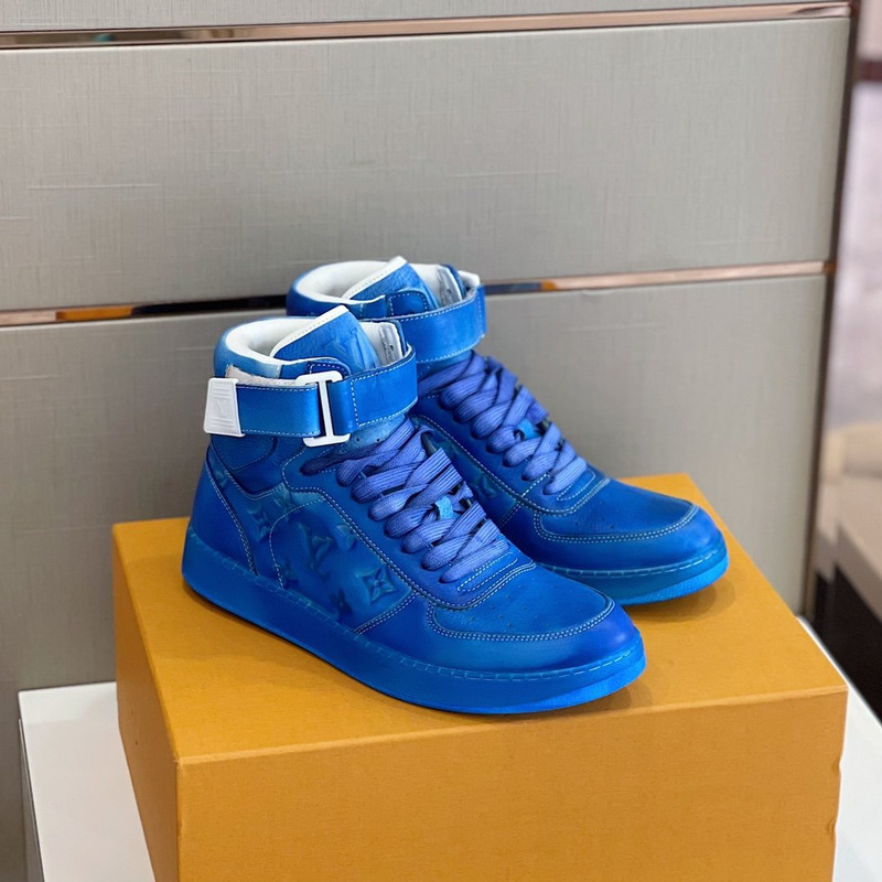 l**is V*t*n embossed monogram high-top sneaker blue