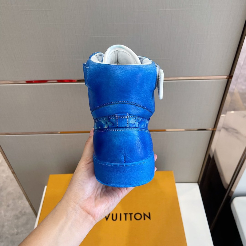 l**is V*t*n embossed monogram high-top sneaker blue