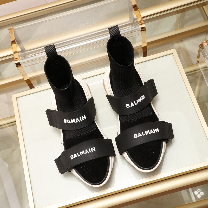 Balmain B-Bold High-Top Sneaker with Straps Black