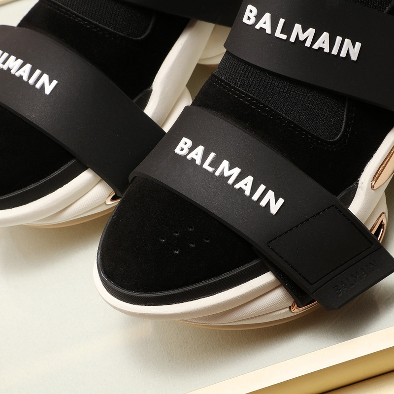 Balmain B-Bold High-Top Sneaker with Straps Black