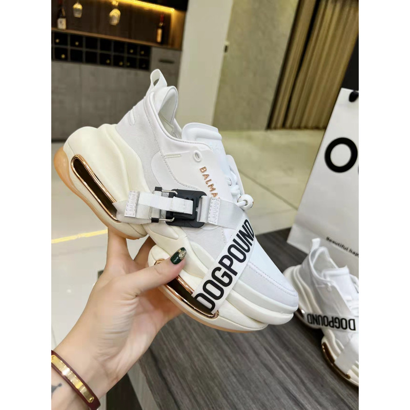 Balmain B-Bold Low-Top Sneaker with Straps White