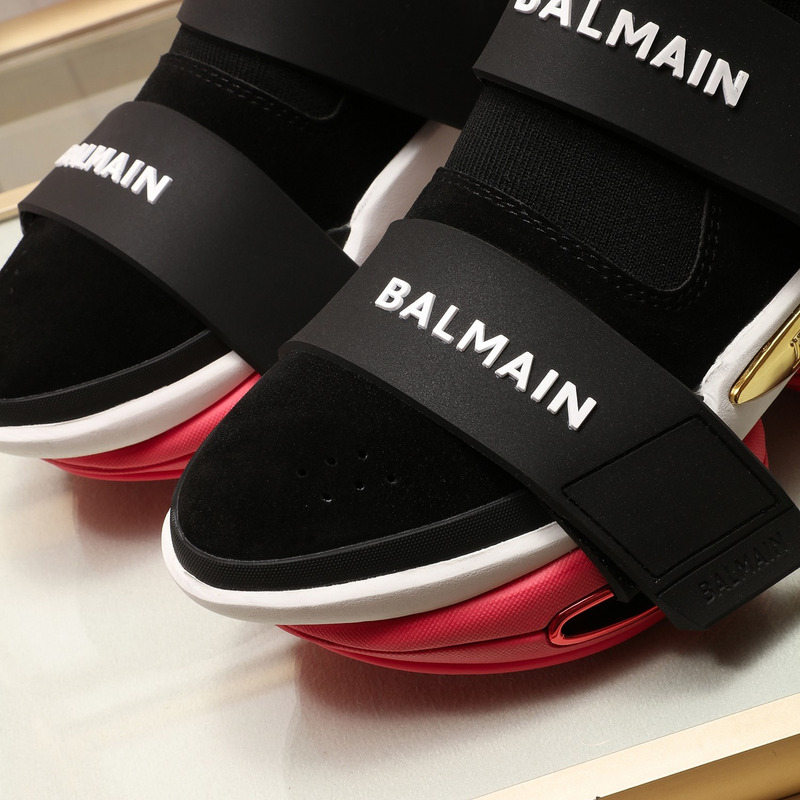 Balmain B-Bold High Sneaker with Straps Black Pink