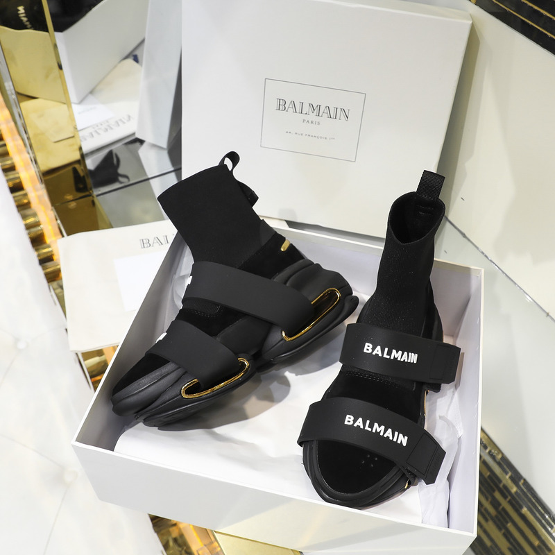 Balmain B-Bold High Sneaker with Straps Black