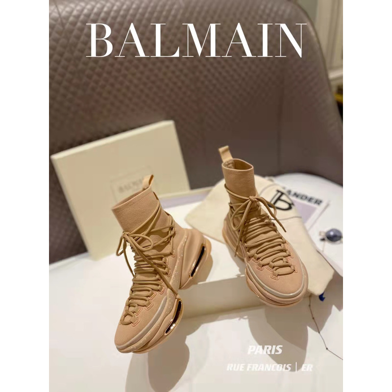 Balmain B-Bold High Sneaker Beige