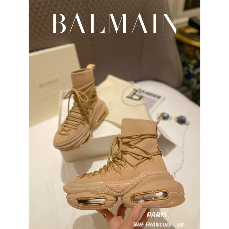 Balmain B-Bold High Sneaker Beige