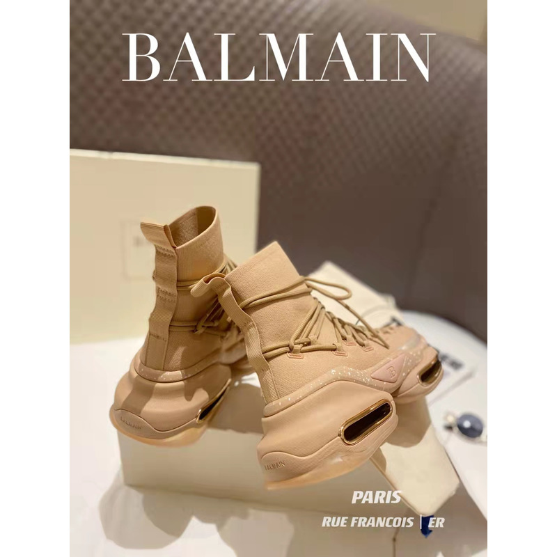 Balmain B-Bold High Sneaker Beige