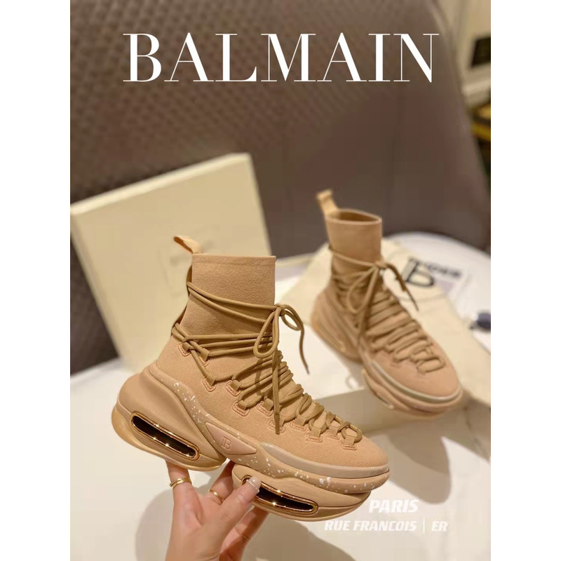 Balmain B-Bold High Sneaker Beige