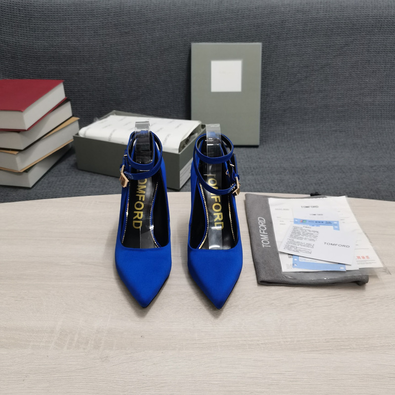 Tom Ford Padlock leather pumps in Dark Blue 10.5cm