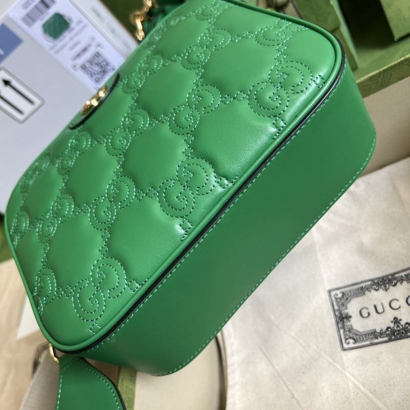 G*u*i matelassé leather shoulder bag bright green leather