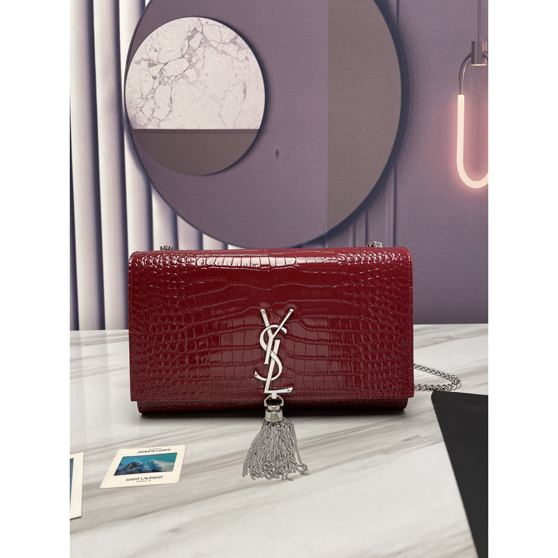 Saint Laurent Kate Monogram Crossbody Bag Red