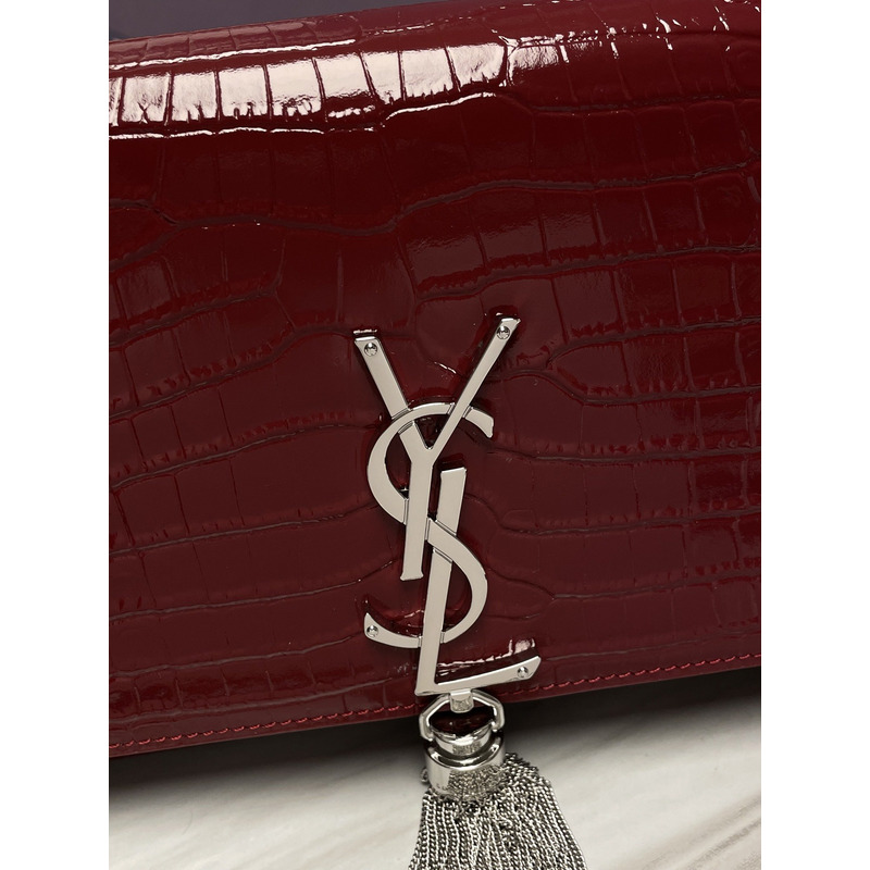 Saint Laurent Kate Monogram Crossbody Bag Red